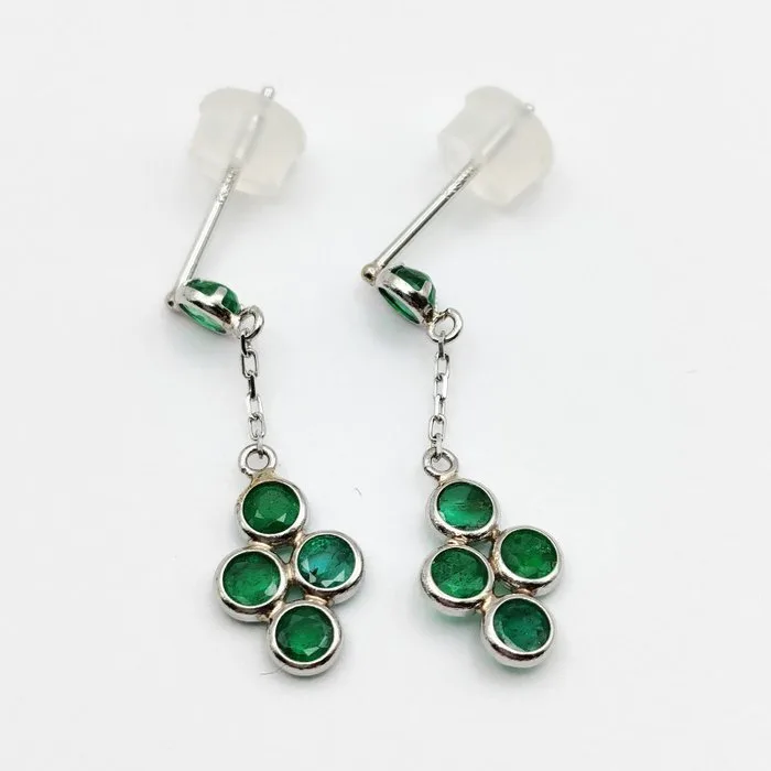 Earrings Platinum Emerald
