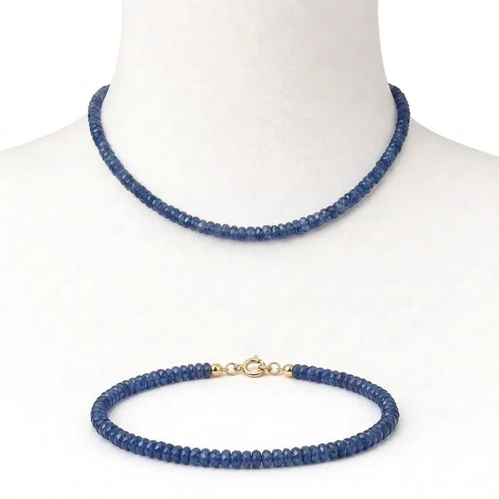 2 piece jewellery set - 18 kt. Yellow gold Sapphire