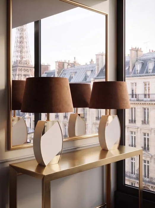 Maison Le Dauphin - Lamp - Model Parendel ultimate French classic look - Metal, Brass, Textile - A pair of table lamps