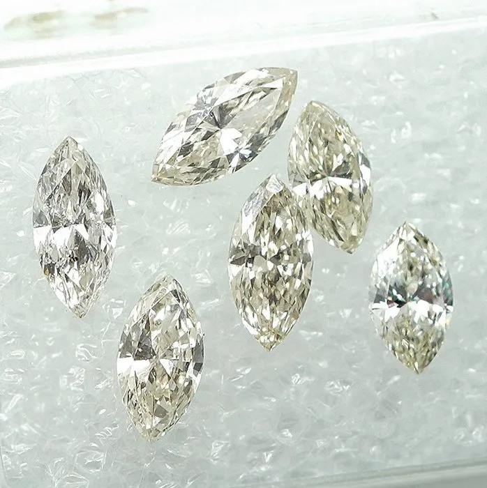 6 pcs Diamond (Natural) - 1.15 ct - Marquise - H, K - VS1, I1 - Gem Report Antwerp (GRA)