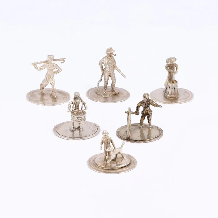 O.a. C.A. Stout - Figuren - Figurine (6) -.835 silver