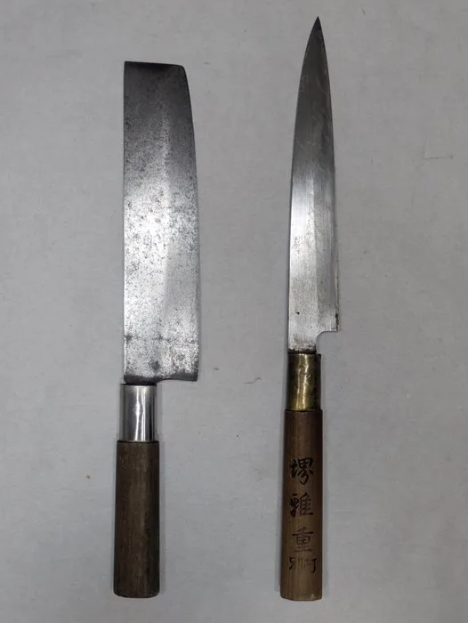 Kitchen knife - Steel, Wood - Japan - 日本製伝統的和薄刃・柳刃包丁 菊秀/堺雅重別打