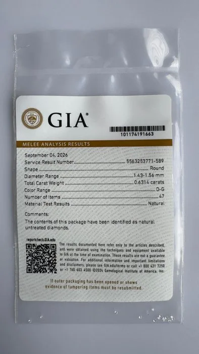 47 pcs Diamond (Natural) - 0.63 ct - Round - D (colourless), G, E, F - VVS1, VVS2 - Gemological Institute of America (GIA)