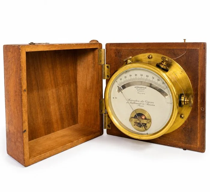 A.O.I.P, Ancien milliampèremètre de précision apériodique, mouvement électromagnétique, Breveté - Measuring instrument - Brass, Wood - 1900-1920