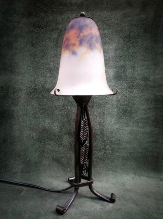Daum Frères - Table lamp - Wrought iron - Art Nouveau - France