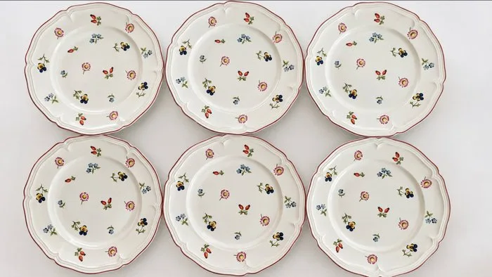 Villeroy & Boch - 6 Assiettes Entremet Dessert - Table service for 6 (6) - Little Flower - Porcelain - Table service