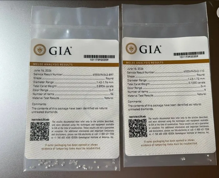 65 pcs Diamond (Natural) - 1.01 ct - Round - D (colourless), E, F, G, H - IF, VVS1, VVS2 - Gemological Institute of America (GIA)