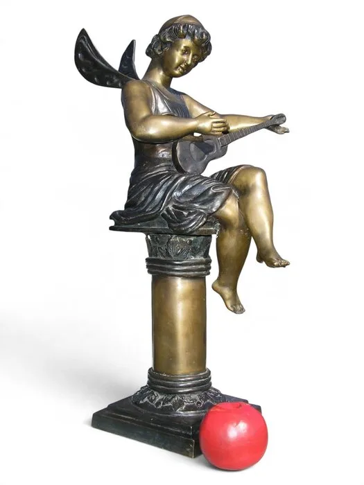Sculpture, GROOT XXL 60 CM CHIQUE BRONZEN BEELD : PUTTI : ANGEL : ZWARE BRONZEN GIETING 8 KILO - 60 cm - Patinated bronze