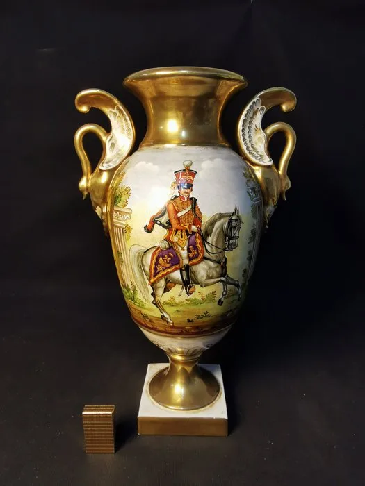 Antico VASO oro zecchino decoro a mano H 42cm Raro - Vase - Porcelain