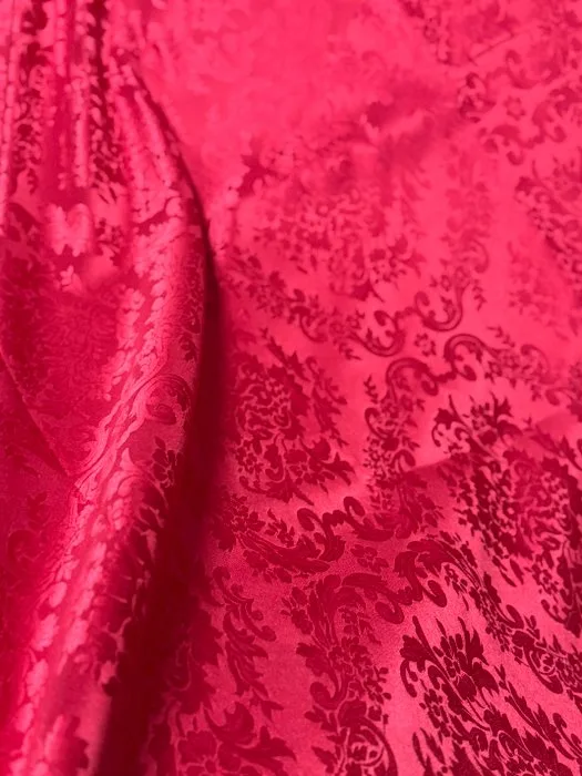 Luxurious Venetian San Leucio red damask fabric - Textile - 2.5 m - 2.8 m