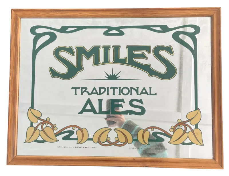 Smiles Ales - Mid Century Pub Display Advertising Mirror