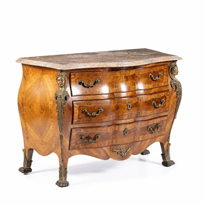 Chest of drawers - Wood, Marble, Bronze