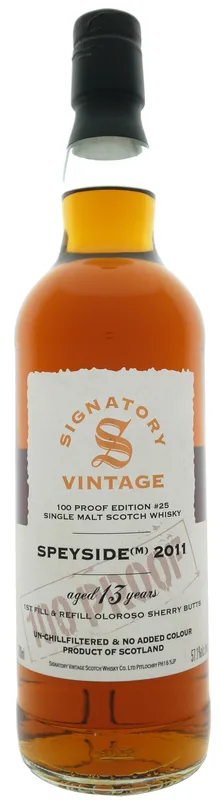Speyside M 13 Year Old 2011 100 Proof Edition No.25 Signatory Vintage