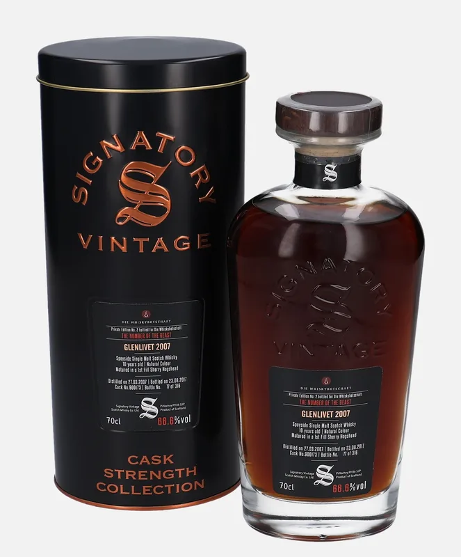 Glenlivet – 2007 10 Year Old Signatory Vintage Scotch Whisky Co. Cask Strength Collection (70cl, 66.6%)