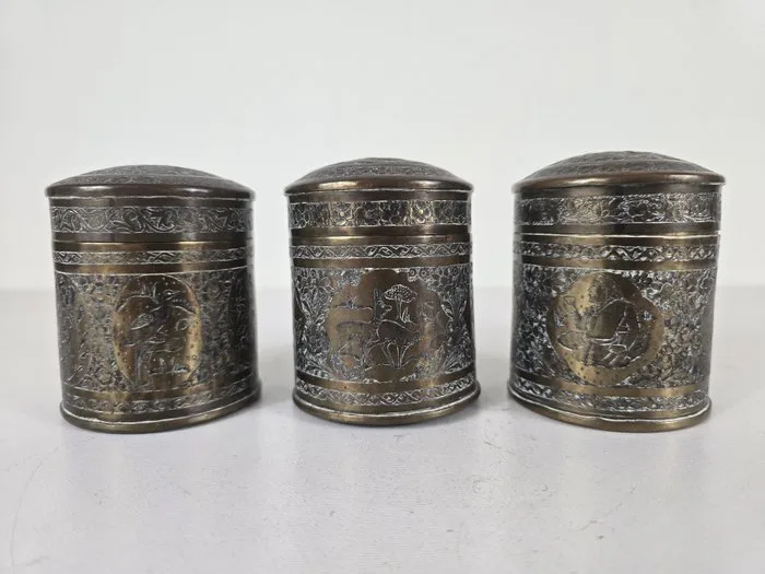 Box - Brass - Three-piece set of small boxes