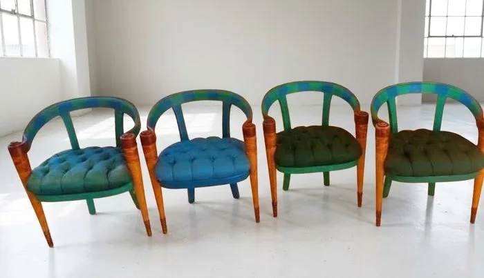 Carlo Rampazzi - Chair (4) - Wood, Fabric