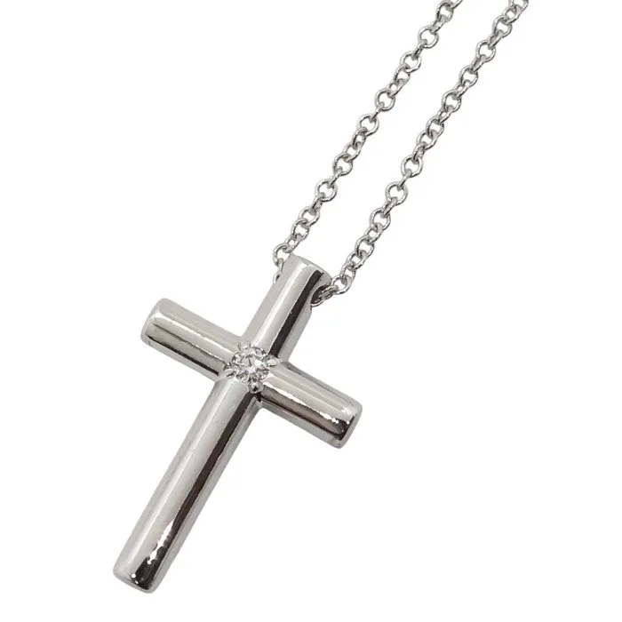 Tiffany & Co. - Necklace with pendant - Cross - 18 kt. White gold - Diamond