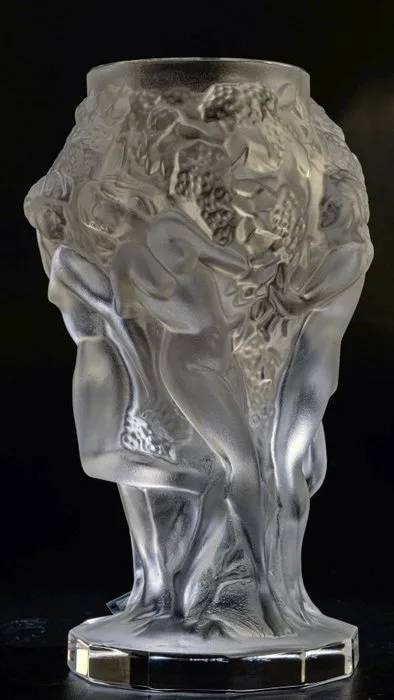 Ornela (Desná) - Frantisek Pazourek - Vase - Vase object 'Small Grape Harvest' - height 12.5 cm - Crystal