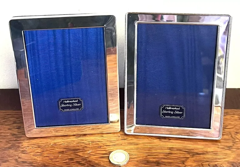 Two Sterling Silver Photo Frames, Stamped 925, Approx 15.5 X 12cm