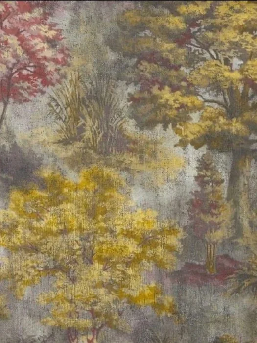 Exclusive organic fabric in double width with vegetation — autumn forest. - Textile - 300 cm - 280 cm