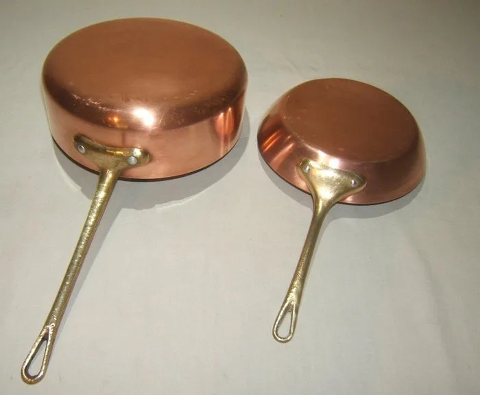 Een fraaie koperen Franse hapjespan en koekenpan - Pan - Copper, Brass