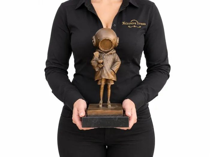 Diving Helmet Girl - After Banksy - Statue, Bronze - 31.5 cm - Bronze, Marble - 2026