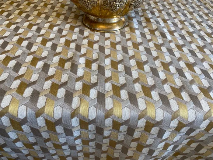 san leucio - Luxurious gold damask tablecloth, Art Deco, Vienna straw. - Tablecloth - 240 cm - 140 cm