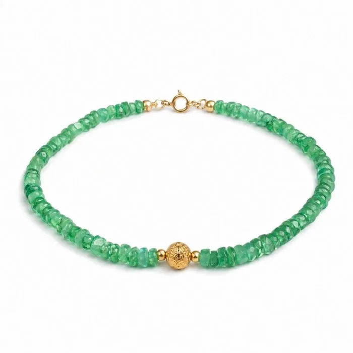 Bracelet - 18 kt. Yellow gold Emerald