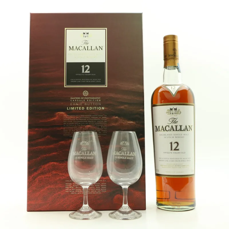 Macallan – 12 Year Old Masters of Photography Ernie Button & Glasses Gift Set (70cl, 40%)