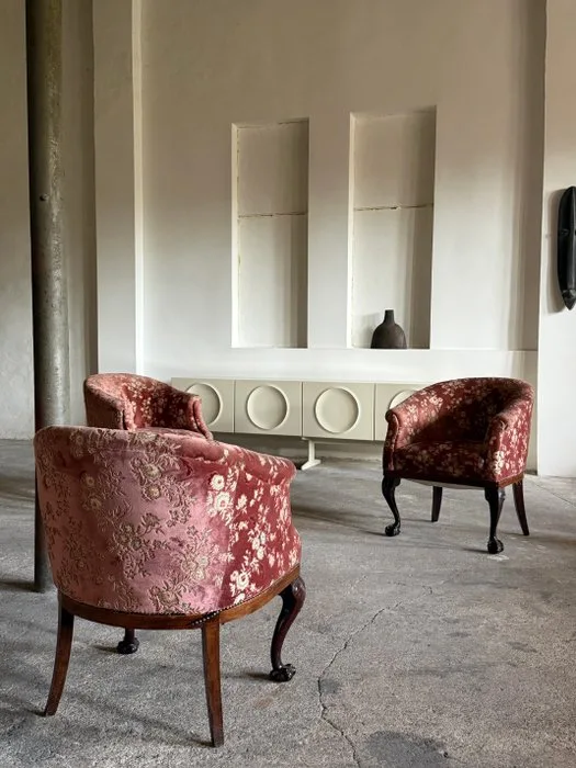 Armchair (3) - Tube chairs - Velvet, Wood