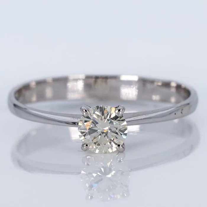 Ring - 14 kt. White gold - 0.42ct. tw. Diamond (Natural coloured) - IGI