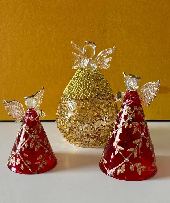Christmas decoration - Murano glass - Three Glass Christmas Angels