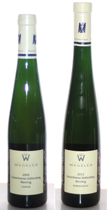 2009 + 2011 Riesling Eiswein + Riesling Beerenauslese Weltrekordwein - Geisenheimer Rothenberg - Wegeler - Rheingau - 2 Flaschen (0,375 l)