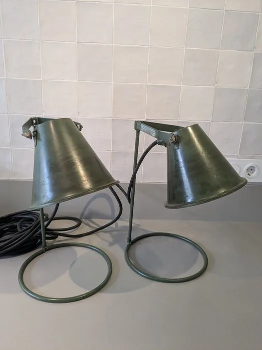 Lamp - Iron - Two industrial VEB table lamps