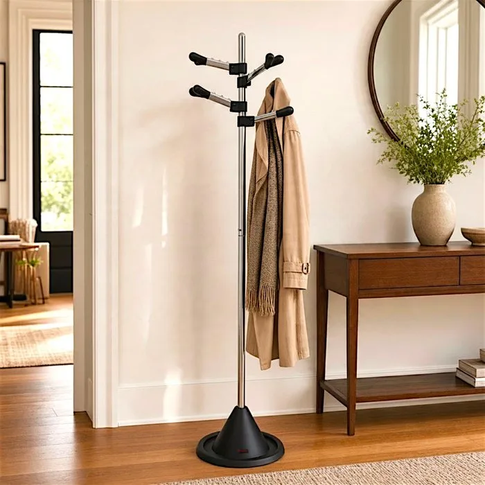 Radice, Progettazione D'Arredamenti - Coat rack - Model "Cactus Steel" multifunctional floor-standing - Italian design, Space Age style, 1970s - Chrome-plated steel, Plastic