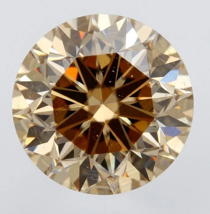 1 pcs Diamond (Natural coloured) - 0.60 ct - Round - Fancy Brownish Yellow - SI2 - International Gemological Institute (IGI)