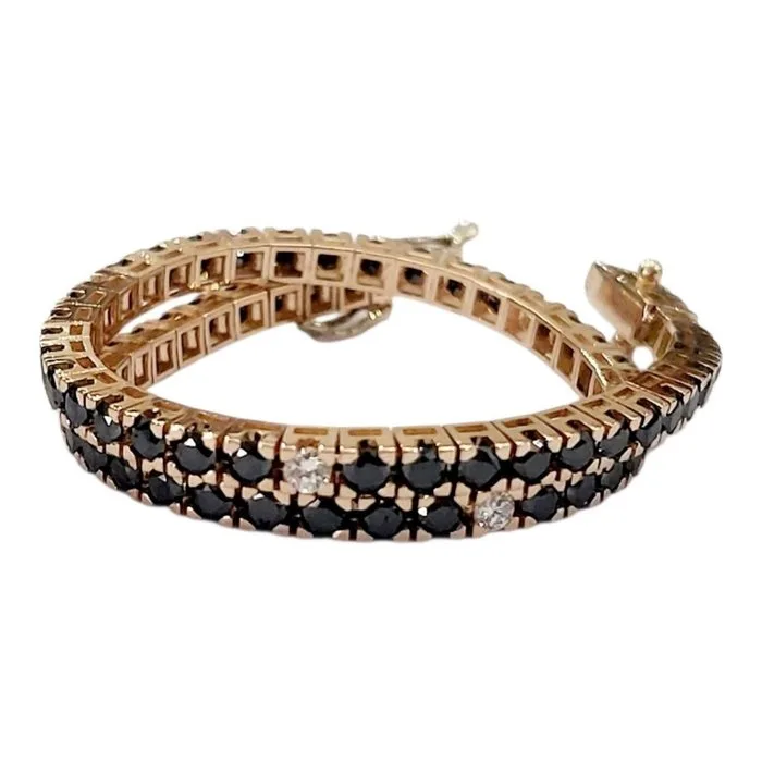Tennis bracelet - 18 kt. Rose gold - 5.75ct. tw. Diamond (Colour-treated) - Diamond - Made in Italy