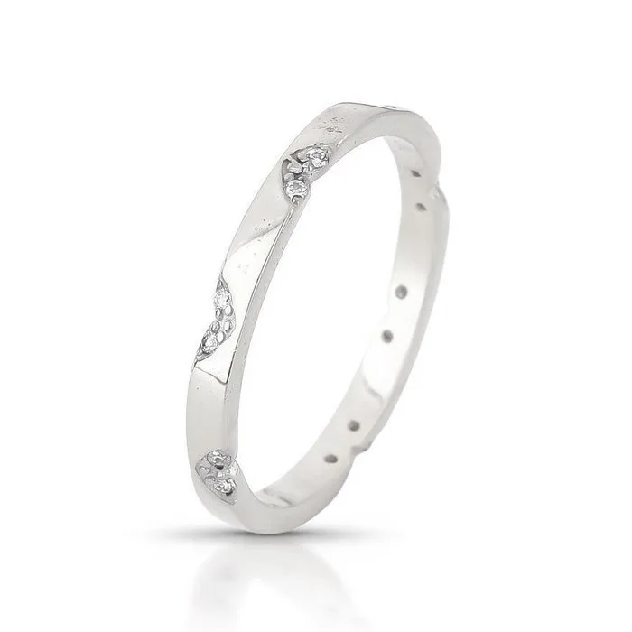 Ring - 14 kt. White gold - 0.14ct. tw. Diamond (Natural) - A005