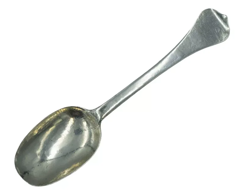 A late-seventeenth-century provincial silver English dog-nose pattern spoon. Possibly East Anglian