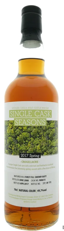 Craigellachie – 2008-2017 Spring 2017 Single Cask Seasons Signatory Vintage