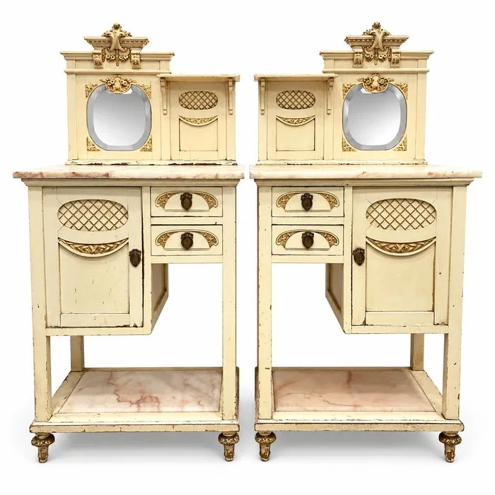 Nightstand (2) - Wood, Marble