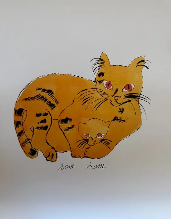 Andy Warhol (after) - “Yellow cat with kitten, 1954”