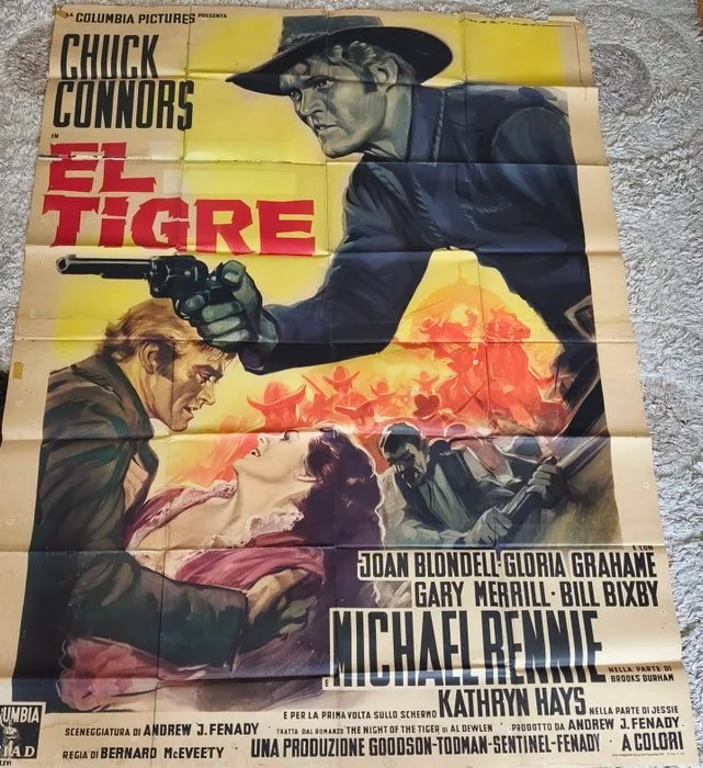 Luigi Martinati - Columbia Pictures / C.E.I.A.D. - Rare 1966 Original Italian Western 4-Fogli Poster "El Tigre" – Art by Luigi Martinati