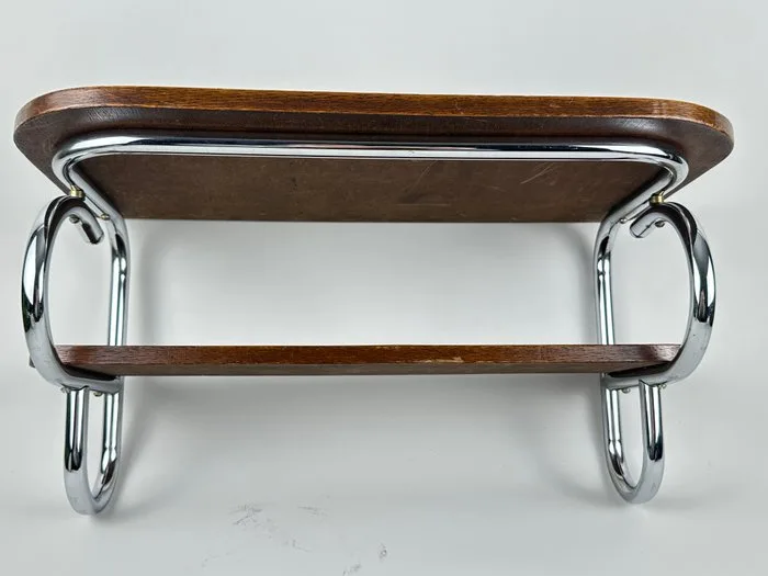 Wall shelf unit - Wood, Chrome - An Art deco wall shelf