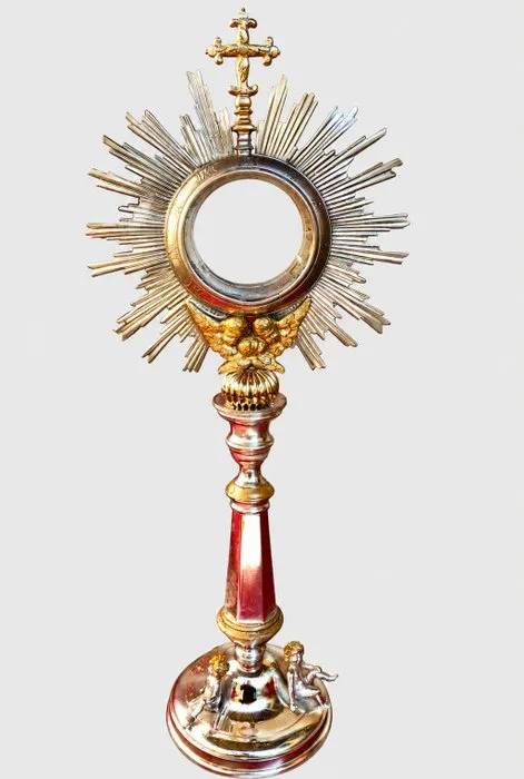 Splendid starburst monstrance - 45 cm - Silverplated, Glass - Circa 1900