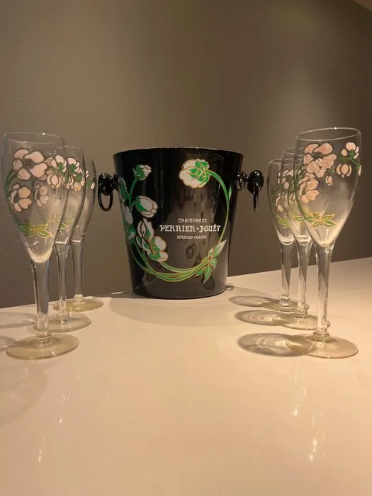 Perrier-Jouët - Champagne cooler (7) - Glass, Metal - Belle Epoque + Flutes