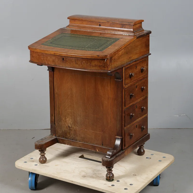 A Victorian Walnut Davenport