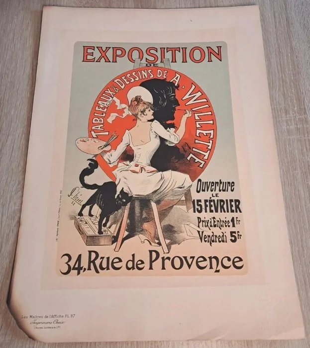 Jules Chéret - Les Maîtres de l'Affiche - ​Affiche lithographie les maîtres de l’affiche pl.97 A. Willette (1897) authentique - 1900s