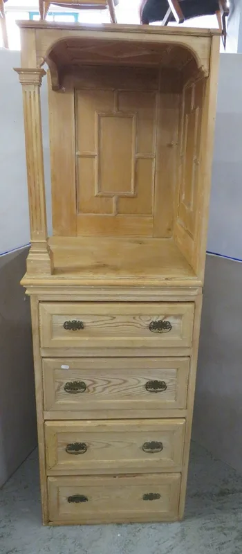 Vintage Pine Combination Unit with open top display stand, f