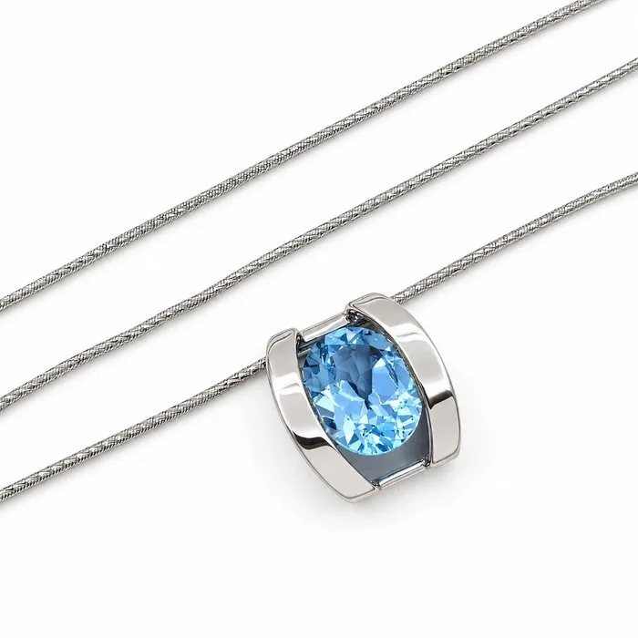 UnoAErre - Necklace with pendant - 18 kt. White gold - 5.00ct. tw. Topaz - Made in Italy - Handmade
